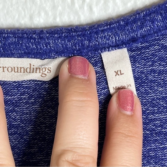 Soft Surroundings Blue Long Sleeve V-Neck Cozy Cabin Pullover Tunic Size XL - Picture 10 of 11